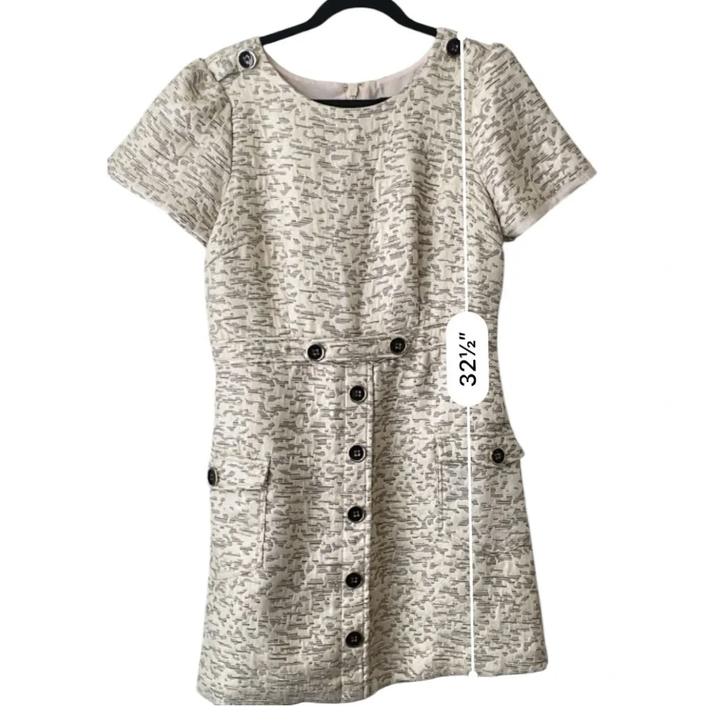 Anthropologie Moulinette Soeurs  April Jacquard Gold Midi Dress  Size 10 - Picture 7 of 10